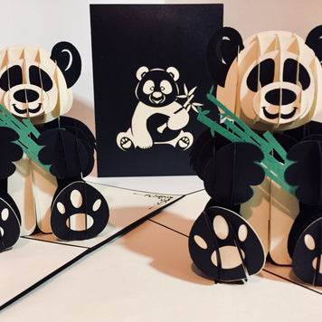 Metallic Super Cute Panda Bear Origami Pop Cards 3D Pop Up Greeting Card Thank You Handmade Gift Thinking of You Happy Birthday Occasion Australiana Celebrate the Beauty and Happiness During Special Day Best Wishes Gift