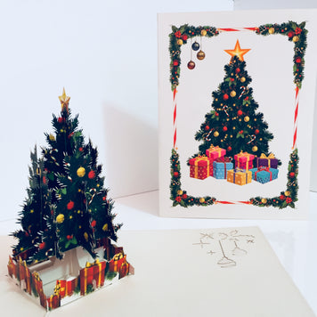 Metallic Victorian Classic Style Christmas Tree Origami Pop Cards 3D Pop Up Greeting Card Merry Christmas Thank You Handmade Best Wishes Blank Card Gift Happy Holidays Celebrate the Special Day Party