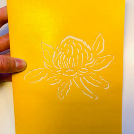 Metallic Waratah Australian Native Flower in Red & Yellow Origami Pop Cards 3D Pop Up Greeting Card Happy Birthday Thank You Handmade Gift Thinking of You Blank Card for Any Occasion Happy Mother's Day Australiana Celebrate the Beauty of Flower