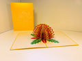 Metallic Waratah Australian Native Flower in Red & Yellow Origami Pop Cards 3D Pop Up Greeting Card Happy Birthday Thank You Handmade Gift Thinking of You Blank Card for Any Occasion Happy Mother's Day Australiana Celebrate the Beauty of Flower