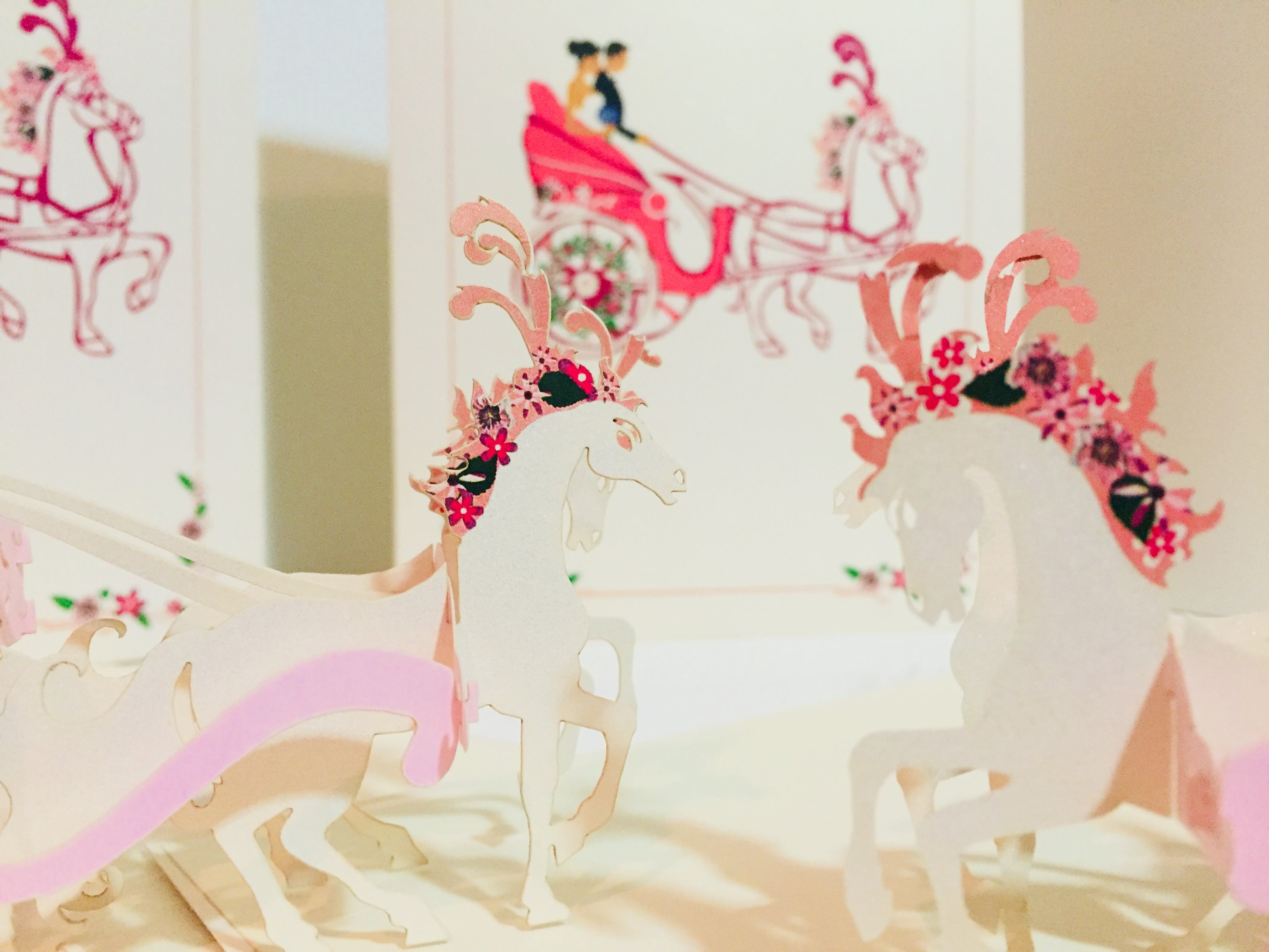 Metallic Wedding Carriage Classic 3D POP UP GREETING CARD - Created by Origami Pop Cards – 3D Pop Up Greeting Cards, Australian Design & Handmade, 3D Pop Up Magical Paper Cards, Handmade Pop Up Cards Celebrate Love Anniversary Heart Fell and Romantic