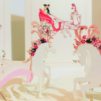 Metallic Wedding Carriage Classic 3D POP UP GREETING CARD - Created by Origami Pop Cards – 3D Pop Up Greeting Cards, Australian Design & Handmade, 3D Pop Up Magical Paper Cards, Handmade Pop Up Cards Celebrate Love Anniversary Heart Fell and Romantic
