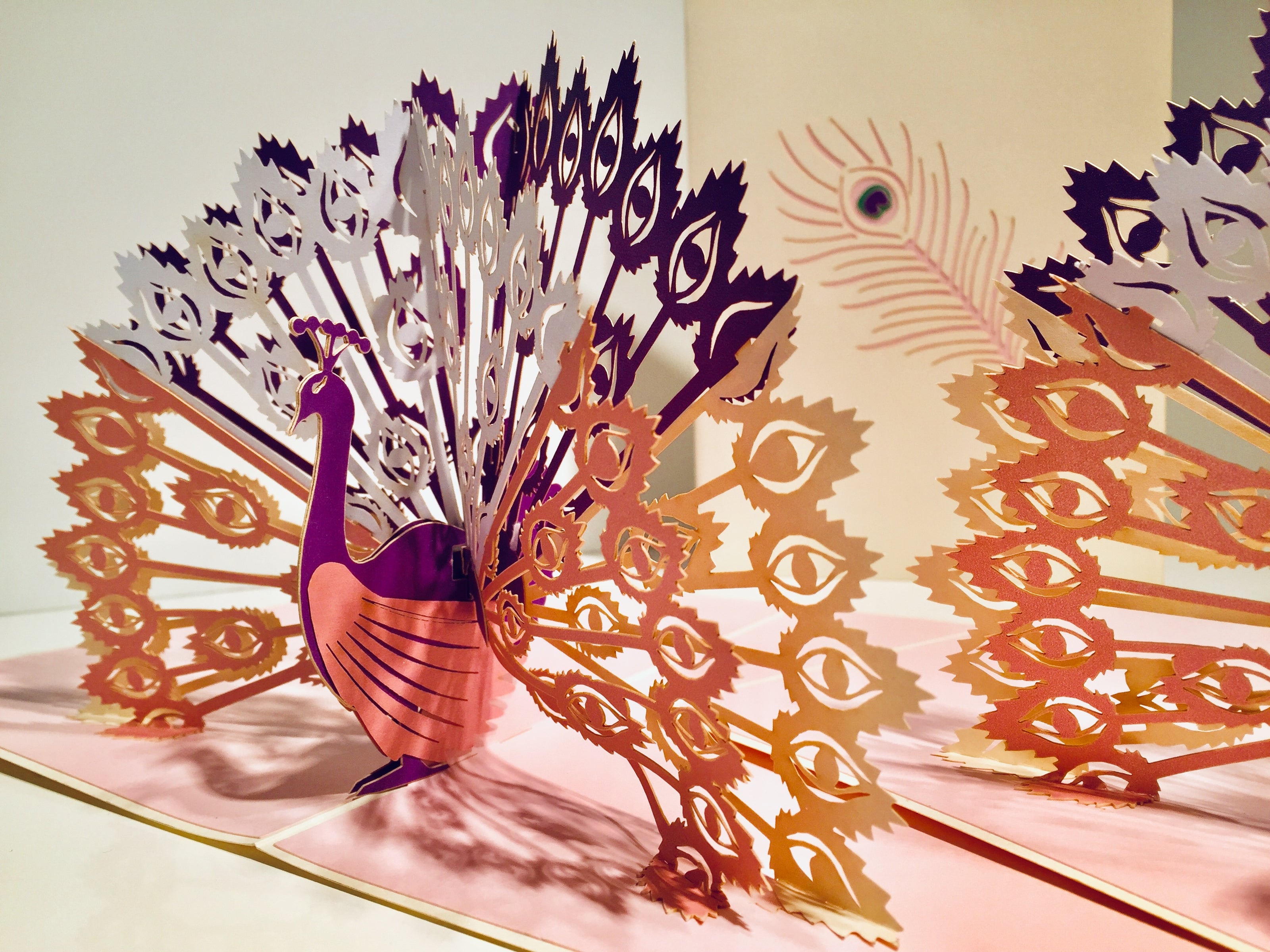 White Peacock Origami Pop Cards 3D Pop Up Greeting Card Happy Birthday Thank You Handmade Best Wishes Blank Card for Any Occasion Happy Mother's Day Happy Father's Day Celebrate the Beauty Of Nature