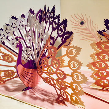 White Peacock Origami Pop Cards 3D Pop Up Greeting Card Happy Birthday Thank You Handmade Best Wishes Blank Card for Any Occasion Happy Mother's Day Happy Father's Day Celebrate the Beauty Of Nature