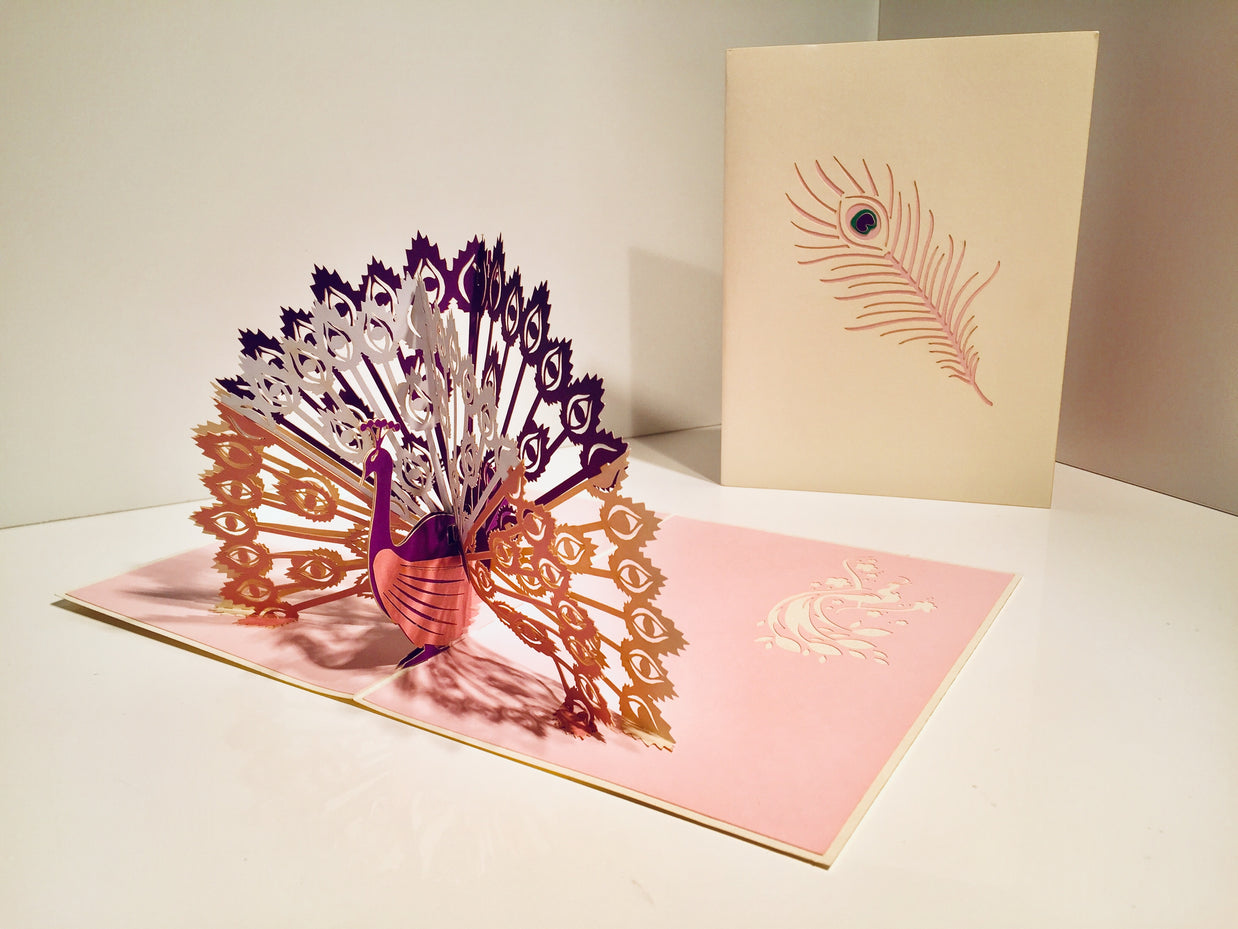 White Peacock Origami Pop Cards 3D Pop Up Greeting Card Happy Birthday Thank You Handmade Best Wishes Blank Card for Any Occasion Happy Mother's Day Happy Father's Day Celebrate the Beauty Of Nature