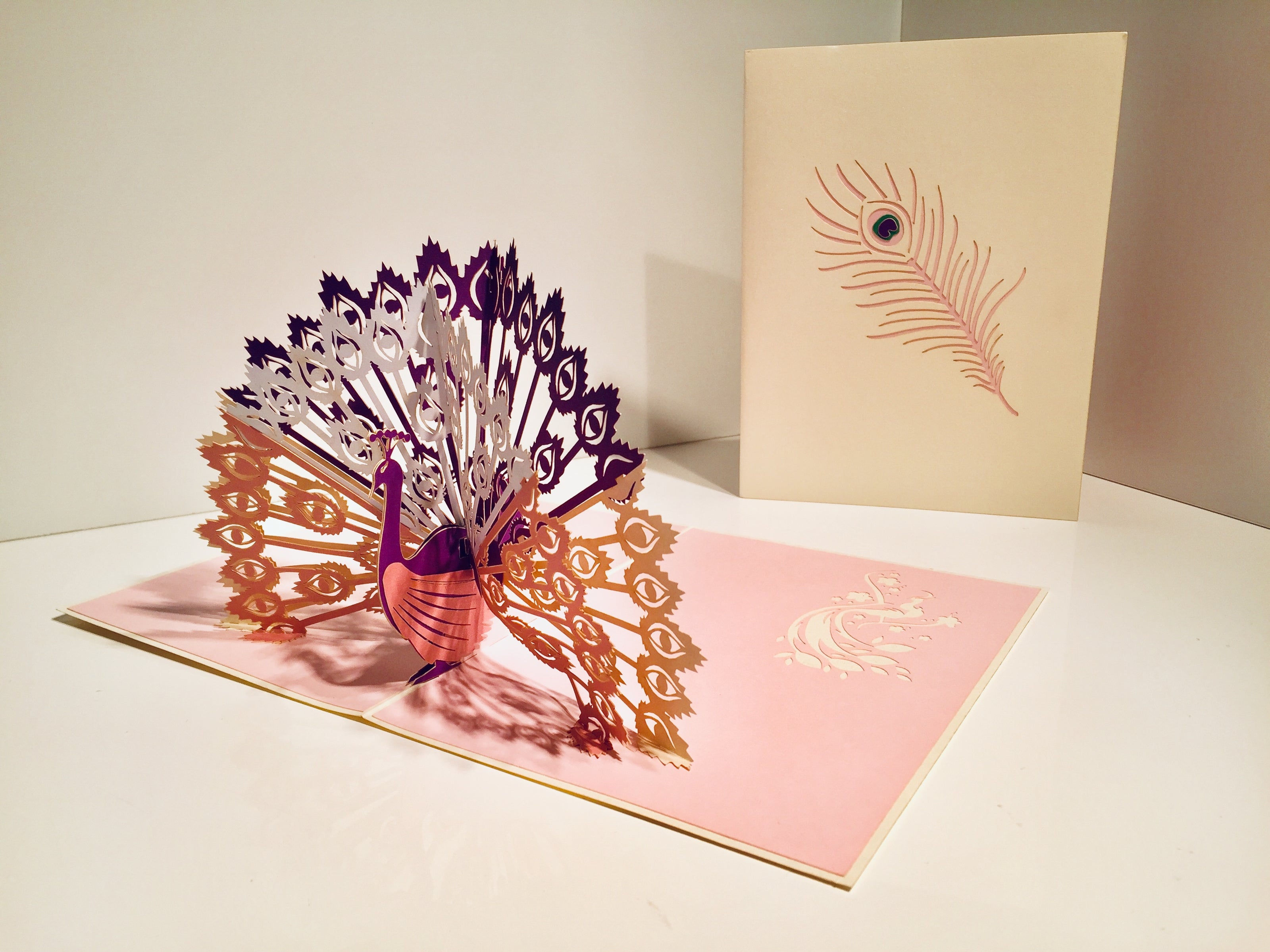White Peacock Origami Pop Cards 3D Pop Up Greeting Card Happy Birthday Thank You Handmade Best Wishes Blank Card for Any Occasion Happy Mother's Day Happy Father's Day Celebrate the Beauty Of Nature