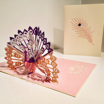 White Peacock Origami Pop Cards 3D Pop Up Greeting Card Happy Birthday Thank You Handmade Best Wishes Blank Card for Any Occasion Happy Mother's Day Happy Father's Day Celebrate the Beauty Of Nature