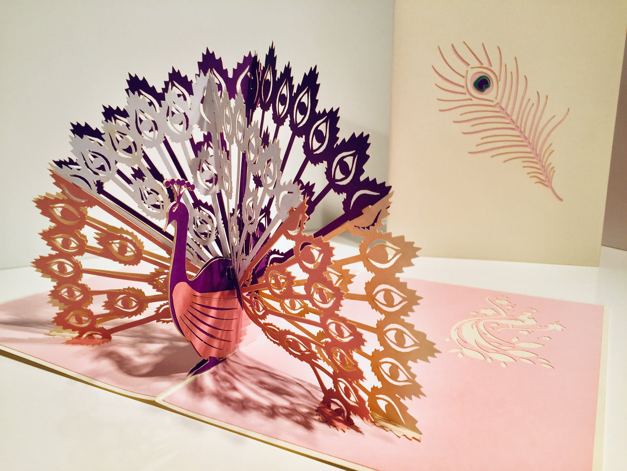 White Peacock Origami Pop Cards 3D Pop Up Greeting Card Happy Birthday Thank You Handmade Best Wishes Blank Card for Any Occasion Happy Mother's Day Happy Father's Day Celebrate the Beauty Of Nature
