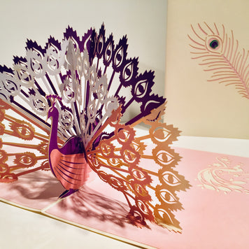 White Peacock Origami Pop Cards 3D Pop Up Greeting Card Happy Birthday Thank You Handmade Best Wishes Blank Card for Any Occasion Happy Mother's Day Happy Father's Day Celebrate the Beauty Of Nature