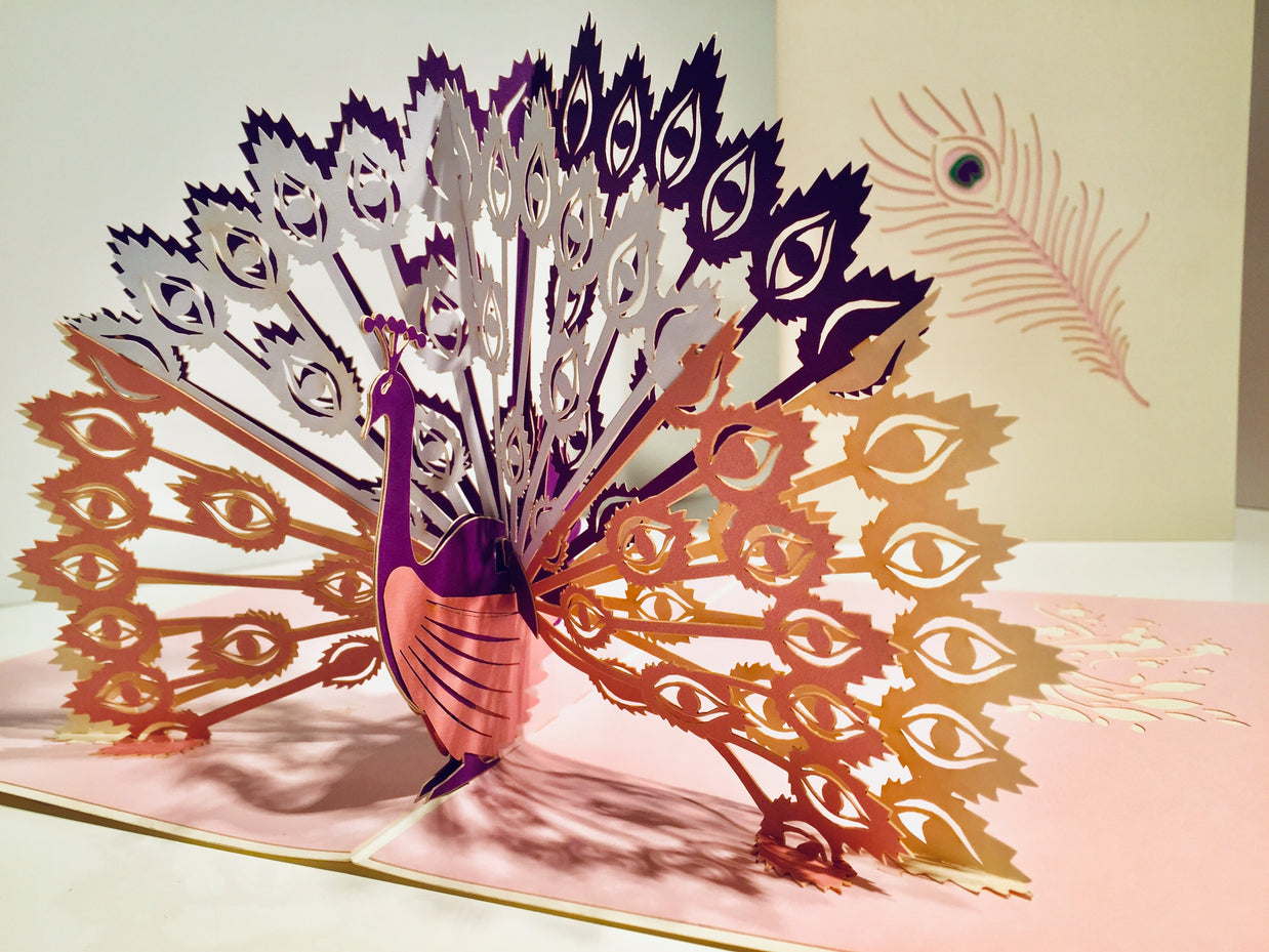 White Peacock Origami Pop Cards 3D Pop Up Greeting Card Happy Birthday Thank You Handmade Best Wishes Blank Card for Any Occasion Happy Mother's Day Happy Father's Day Celebrate the Beauty Of Nature
