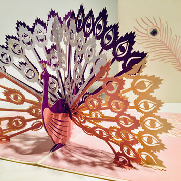 White Peacock Origami Pop Cards 3D Pop Up Greeting Card Happy Birthday Thank You Handmade Best Wishes Blank Card for Any Occasion Happy Mother's Day Happy Father's Day Celebrate the Beauty Of Nature