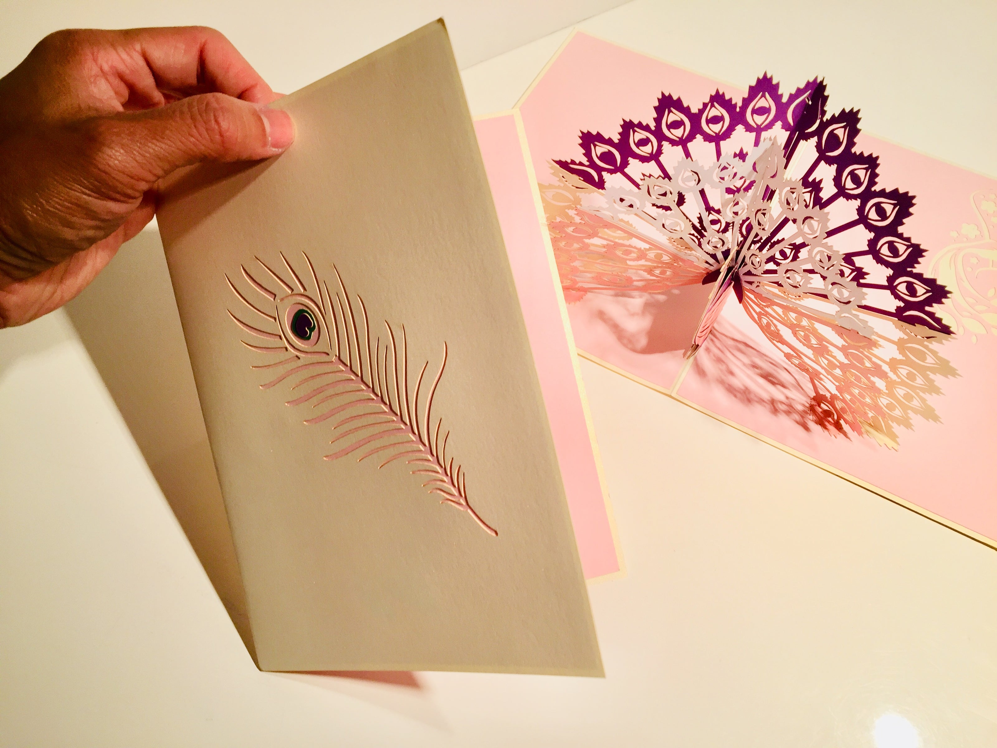 White Peacock Origami Pop Cards 3D Pop Up Greeting Card Happy Birthday Thank You Handmade Best Wishes Blank Card for Any Occasion Happy Mother's Day Happy Father's Day Celebrate the Beauty Of Nature