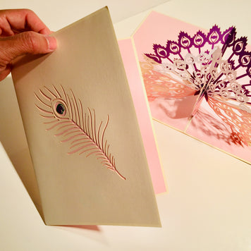 White Peacock Origami Pop Cards 3D Pop Up Greeting Card Happy Birthday Thank You Handmade Best Wishes Blank Card for Any Occasion Happy Mother's Day Happy Father's Day Celebrate the Beauty Of Nature