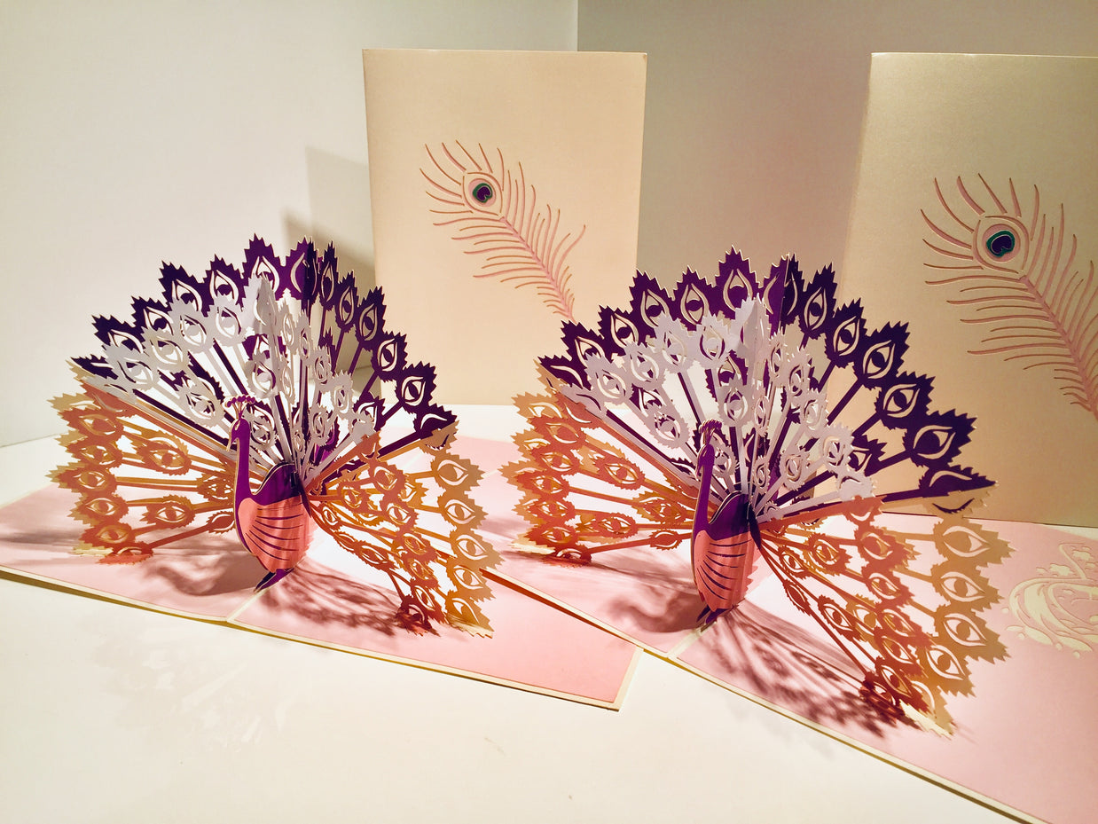 White Peacock Origami Pop Cards 3D Pop Up Greeting Card Happy Birthday Thank You Handmade Best Wishes Blank Card for Any Occasion Happy Mother's Day Happy Father's Day Celebrate the Beauty Of Nature