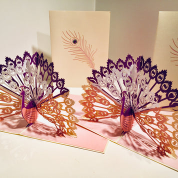 White Peacock Origami Pop Cards 3D Pop Up Greeting Card Happy Birthday Thank You Handmade Best Wishes Blank Card for Any Occasion Happy Mother's Day Happy Father's Day Celebrate the Beauty Of Nature