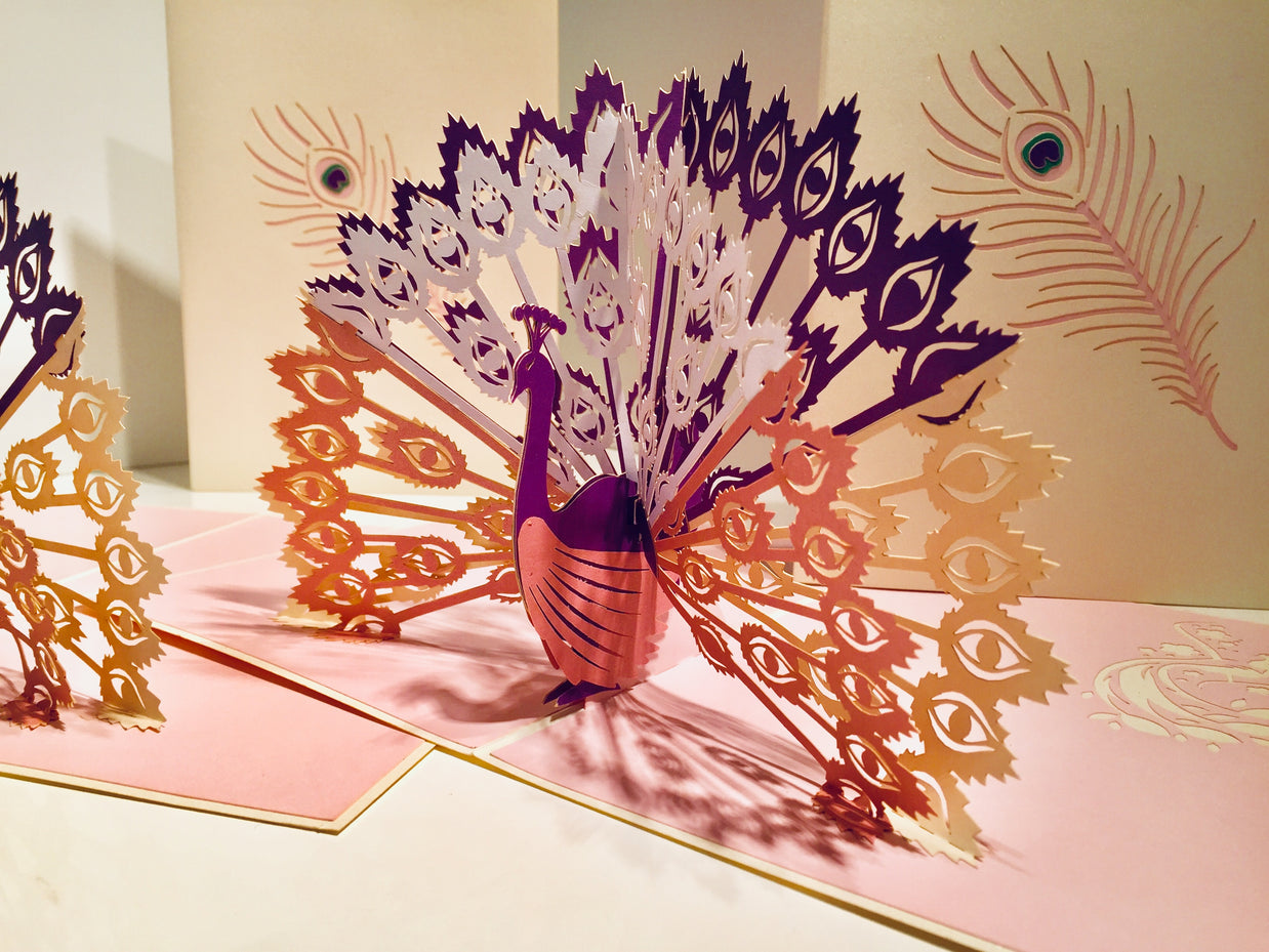 White Peacock Origami Pop Cards 3D Pop Up Greeting Card Happy Birthday Thank You Handmade Best Wishes Blank Card for Any Occasion Happy Mother's Day Happy Father's Day Celebrate the Beauty Of Nature