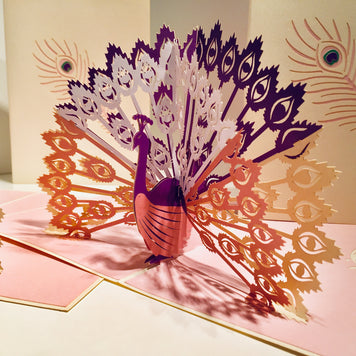 White Peacock Origami Pop Cards 3D Pop Up Greeting Card Happy Birthday Thank You Handmade Best Wishes Blank Card for Any Occasion Happy Mother's Day Happy Father's Day Celebrate the Beauty Of Nature