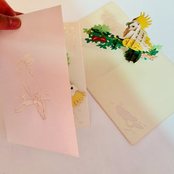 Metallic White Sulphur-Crested Cockatoo Bird Origami Pop Cards 3D Pop Up Greeting Card Happy Birthday Thank You Handmade Gift Thinking of You Blank Card for Any Occasion Happy Mother's Day Happy Father's Australiana Birds (Copy)