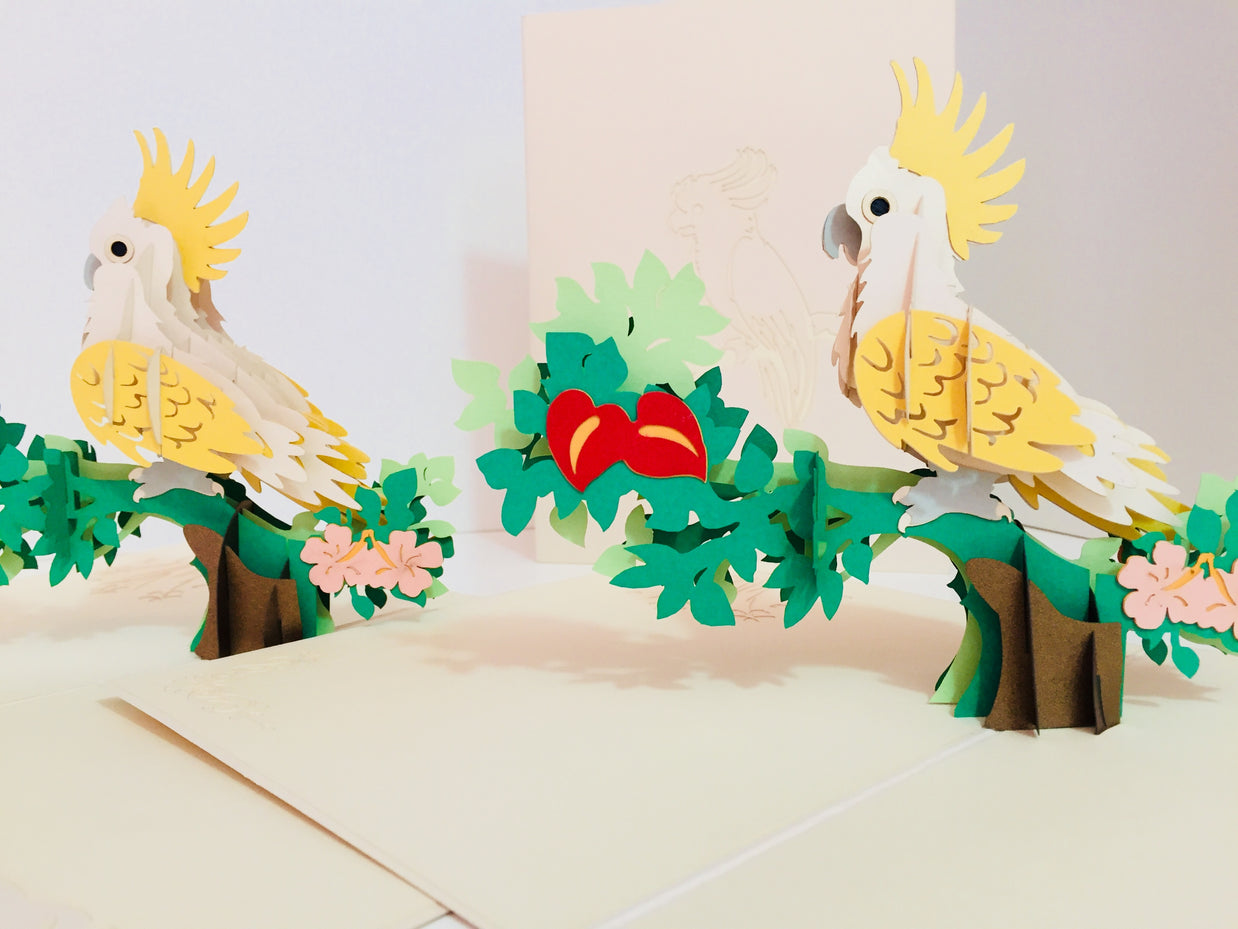 Metallic White Sulphur-Crested Cockatoo Bird Origami Pop Cards 3D Pop Up Greeting Card Happy Birthday Thank You Handmade Gift Thinking of You Blank Card for Any Occasion Happy Mother's Day Happy Father's Australiana Birds (Copy)