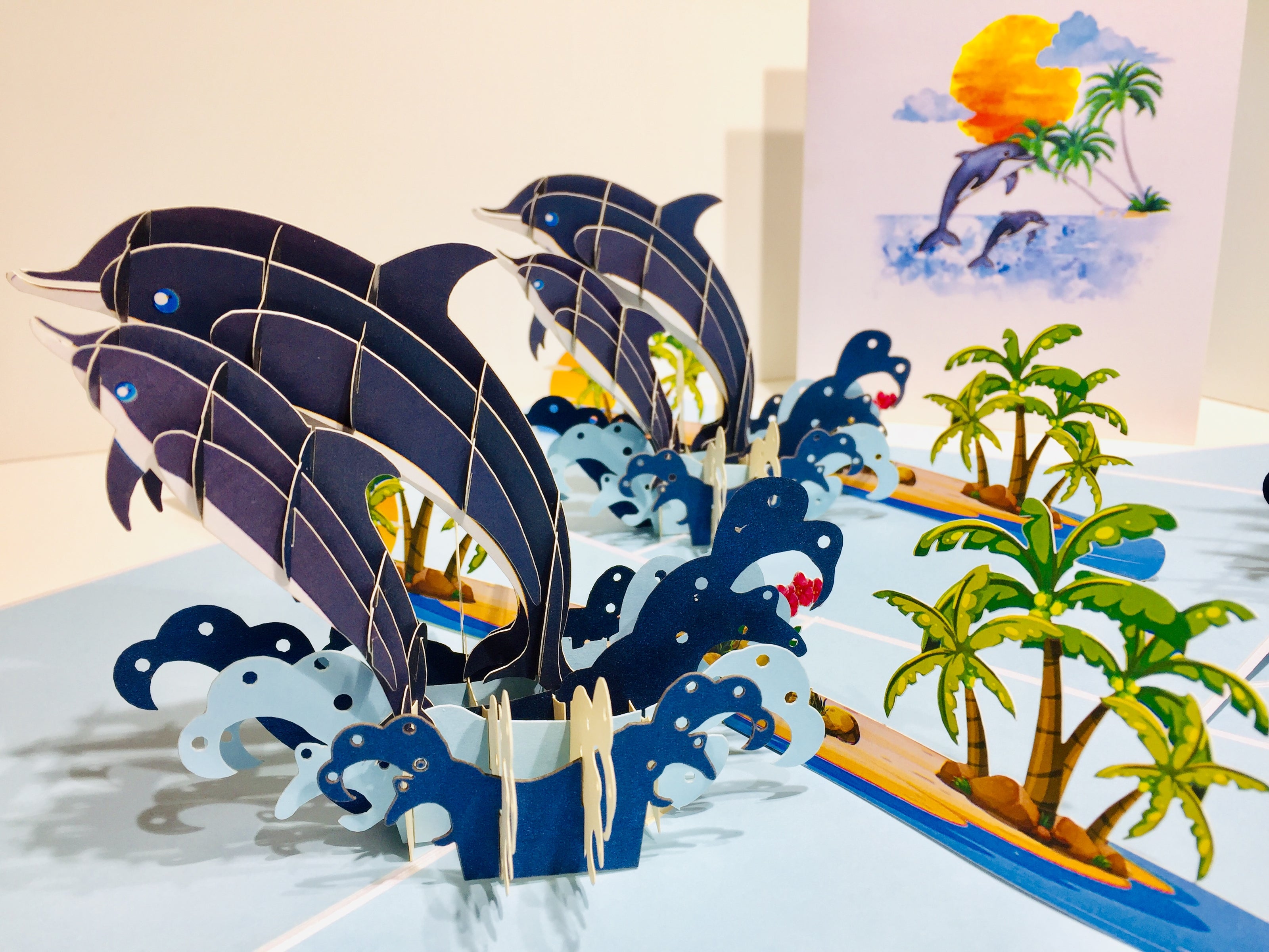 Mother & Baby Dolphins Origami Pop Cards 3D Pop Up Greeting Card Happy Birthday Thank You Handmade Gift Thinking of You Blank Card for Any Occasion Happy Mother's Day Happy Father's Australiana Celebrate the Beauty of Flower