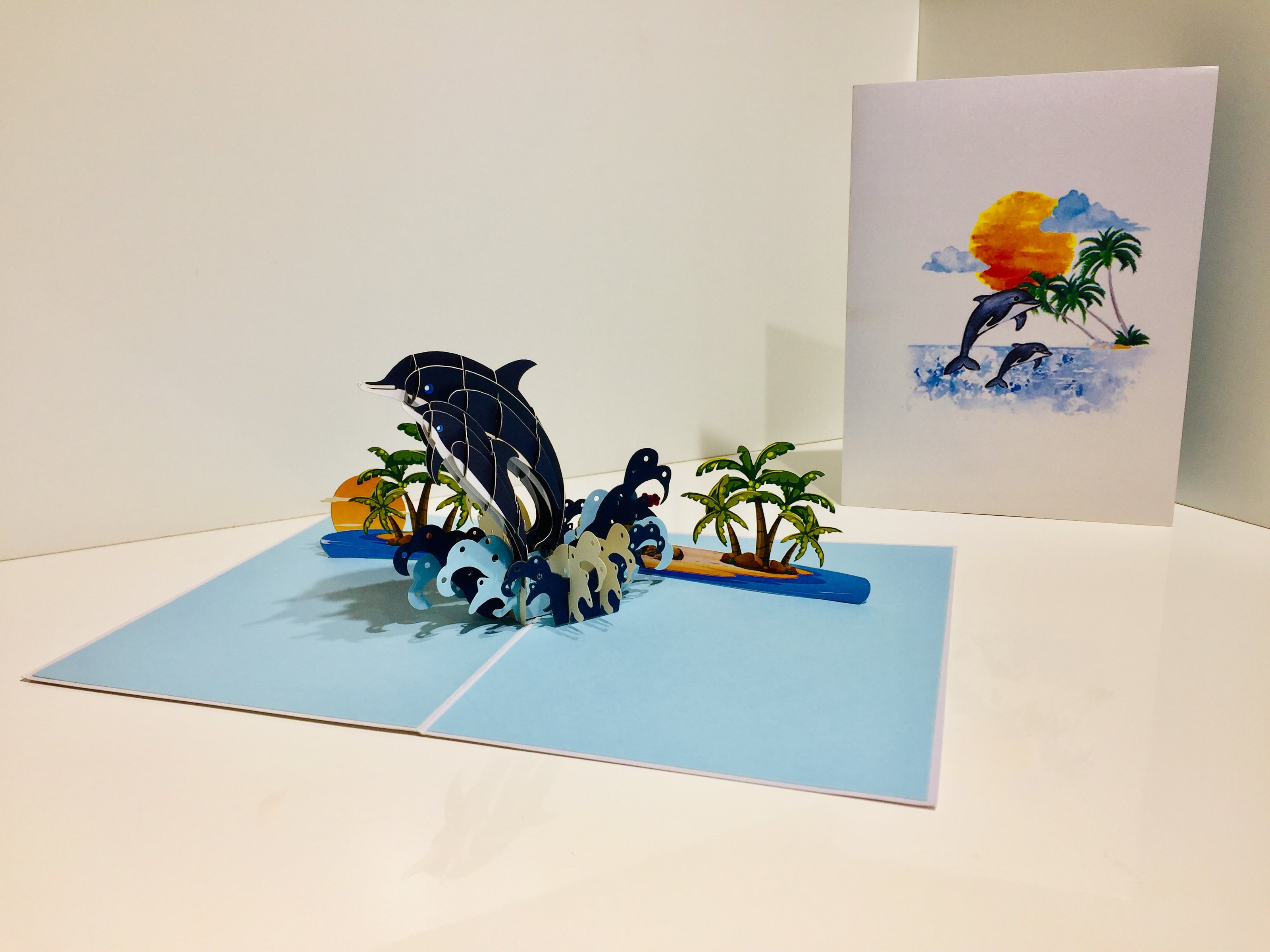 Mother & Baby Dolphins Origami Pop Cards 3D Pop Up Greeting Card Happy Birthday Thank You Handmade Gift Thinking of You Blank Card for Any Occasion Happy Mother's Day Happy Father's Australiana Celebrate the Beauty of Flower