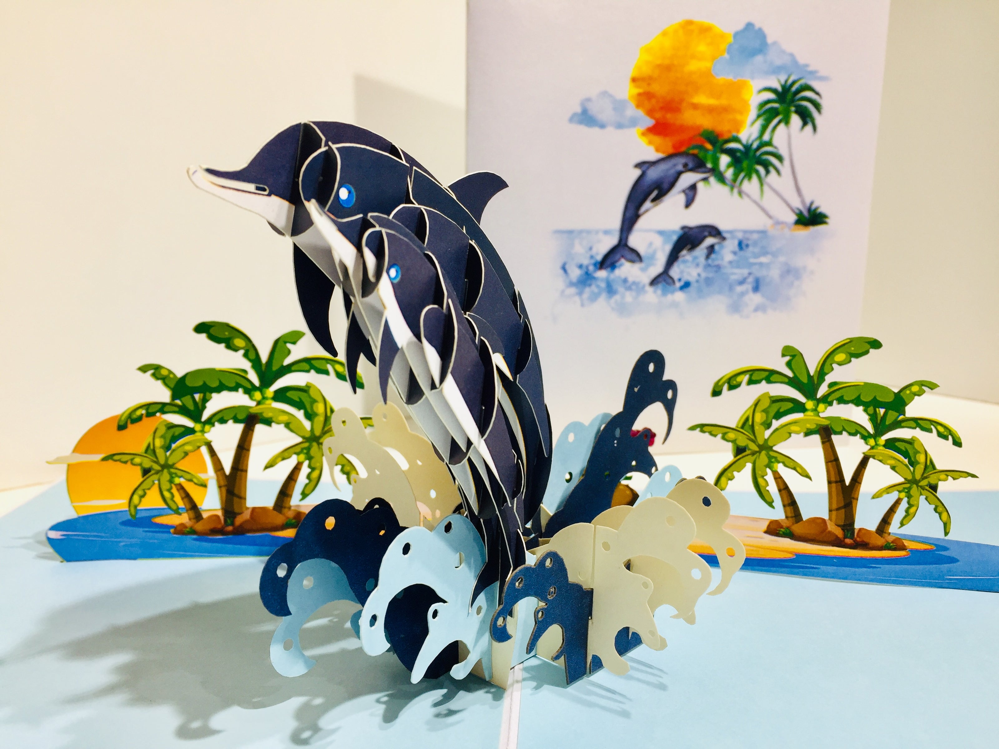 Mother & Baby Dolphins Origami Pop Cards 3D Pop Up Greeting Card Happy Birthday Thank You Handmade Gift Thinking of You Blank Card for Any Occasion Happy Mother's Day Happy Father's Australiana Celebrate the Beauty of Flower