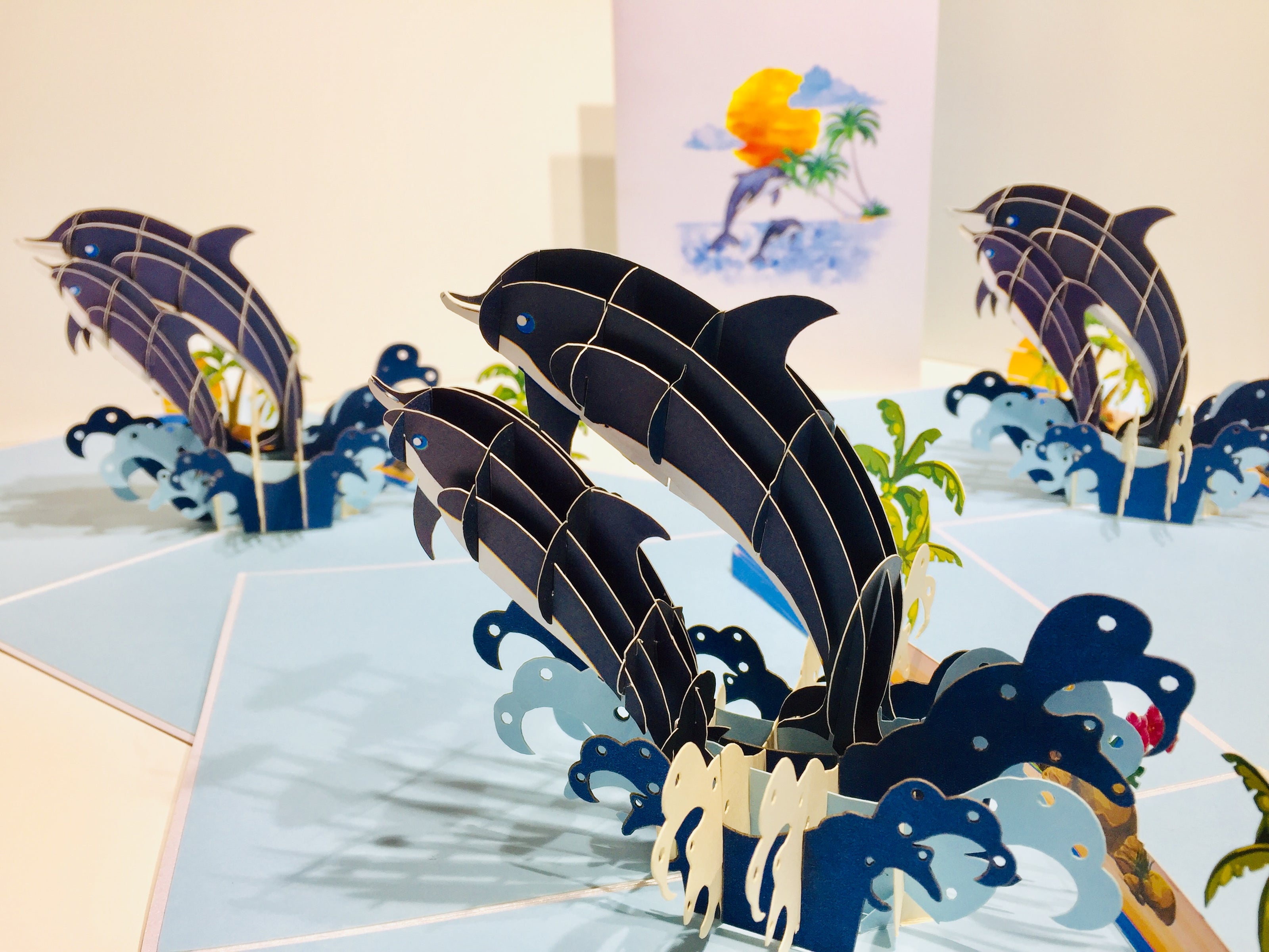 Mother & Baby Dolphins Origami Pop Cards 3D Pop Up Greeting Card Happy Birthday Thank You Handmade Gift Thinking of You Blank Card for Any Occasion Happy Mother's Day Happy Father's Australiana Celebrate the Beauty of Flower