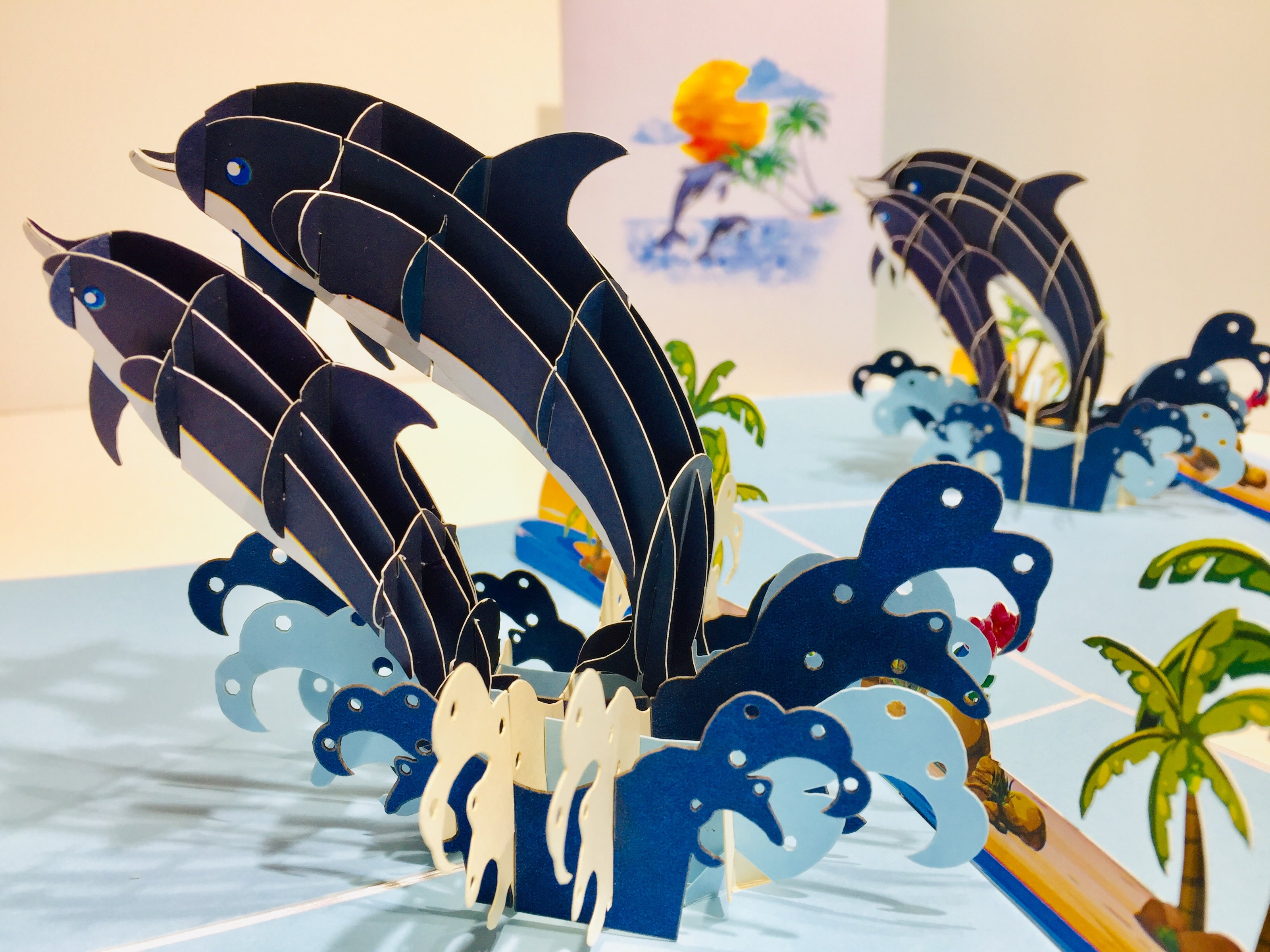 Mother & Baby Dolphins Origami Pop Cards 3D Pop Up Greeting Card Happy Birthday Thank You Handmade Gift Thinking of You Blank Card for Any Occasion Happy Mother's Day Happy Father's Australiana Celebrate the Beauty of Flower