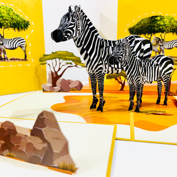 Mother & Baby Zebra Pop Up Card - Loved By All Ages Origami Pop Cards 3D Pop Up Greeting Card Happy Birthday Thank You Handmade Gift Thinking of You Blank Card for Any Occasion Happy Mother's Day Happy Father's Australiana Celebrate the Beauty
