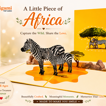Mother & Baby Zebra Pop Up Card - Loved By All Ages Origami Pop Cards 3D Pop Up Greeting Card Happy Birthday Thank You Handmade Gift Thinking of You Blank Card for Any Occasion Happy Mother's Day Happy Father's Australiana Celebrate the Beauty