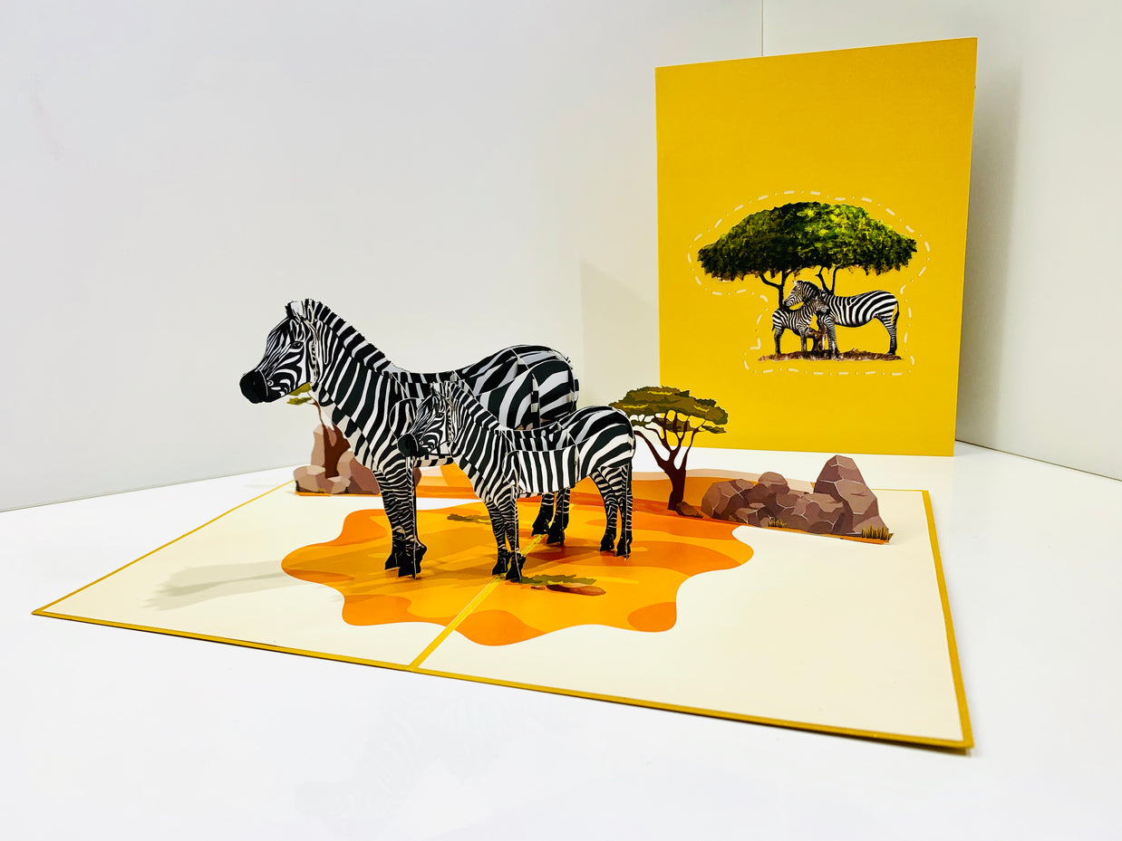 Mother & Baby Zebra Pop Up Card - Loved By All Ages Origami Pop Cards 3D Pop Up Greeting Card Happy Birthday Thank You Handmade Gift Thinking of You Blank Card for Any Occasion Happy Mother's Day Happy Father's Australiana Celebrate the Beauty