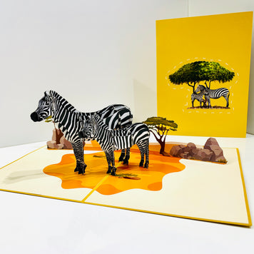 Mother & Baby Zebra Pop Up Card - Loved By All Ages Origami Pop Cards 3D Pop Up Greeting Card Happy Birthday Thank You Handmade Gift Thinking of You Blank Card for Any Occasion Happy Mother's Day Happy Father's Australiana Celebrate the Beauty