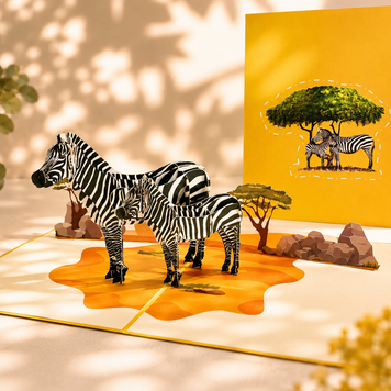 Mother & Baby Zebra Pop Up Card - Loved By All Ages Origami Pop Cards 3D Pop Up Greeting Card Happy Birthday Thank You Handmade Gift Thinking of You Blank Card for Any Occasion Happy Mother's Day Happy Father's Australiana Celebrate the Beauty