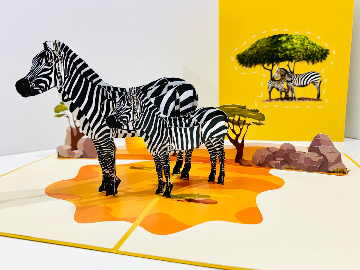Mother & Baby Zebra Pop Up Card - Loved By All Ages Origami Pop Cards 3D Pop Up Greeting Card Happy Birthday Thank You Handmade Gift Thinking of You Blank Card for Any Occasion Happy Mother's Day Happy Father's Australiana Celebrate the Beauty