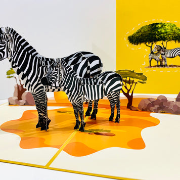 Mother & Baby Zebra Pop Up Card - Loved By All Ages Origami Pop Cards 3D Pop Up Greeting Card Happy Birthday Thank You Handmade Gift Thinking of You Blank Card for Any Occasion Happy Mother's Day Happy Father's Australiana Celebrate the Beauty