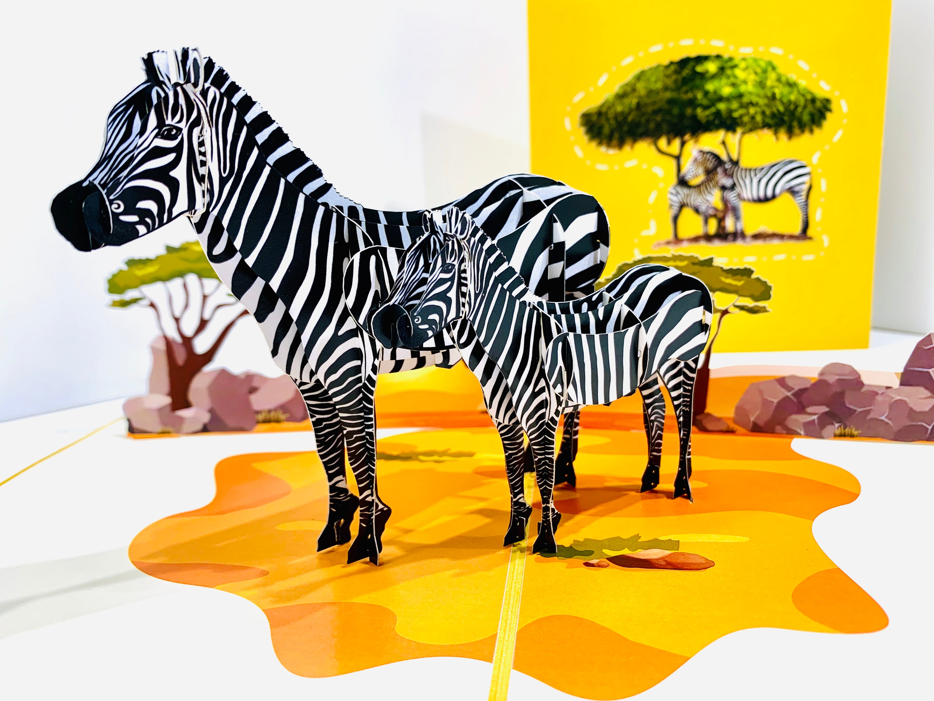 Mother & Baby Zebra Pop Up Card - Loved By All Ages Origami Pop Cards 3D Pop Up Greeting Card Happy Birthday Thank You Handmade Gift Thinking of You Blank Card for Any Occasion Happy Mother's Day Happy Father's Australiana Celebrate the Beauty