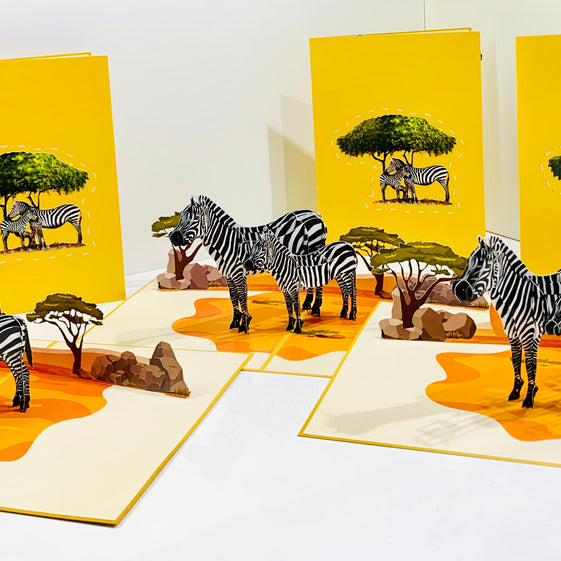 Mother & Baby Zebra Pop Up Card - Loved By All Ages Origami Pop Cards 3D Pop Up Greeting Card Happy Birthday Thank You Handmade Gift Thinking of You Blank Card for Any Occasion Happy Mother's Day Happy Father's Australiana Celebrate the Beauty