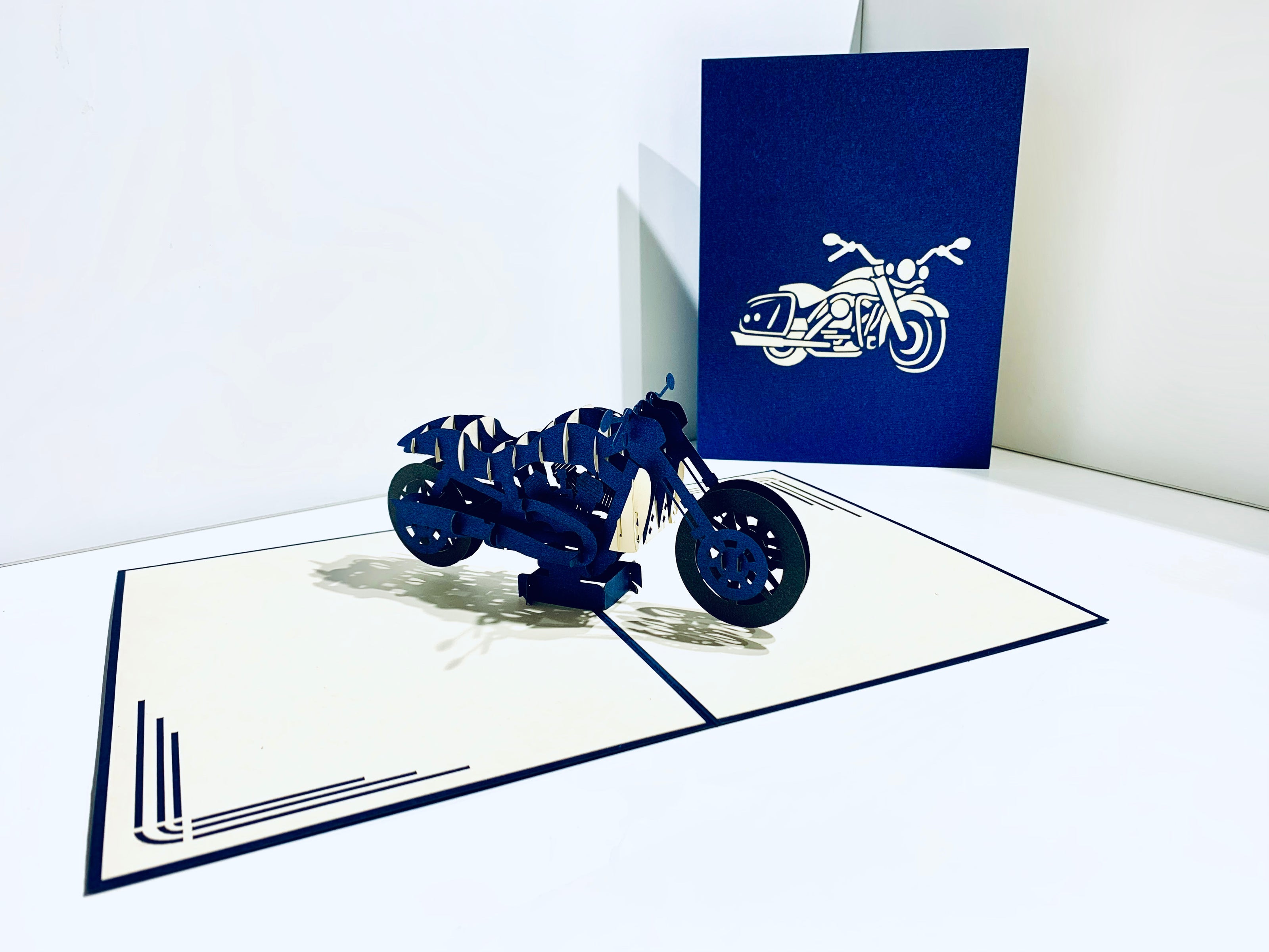 Royal Blue Motorbike - Perfect for Happy Father's Day Origami Pop Cards 3D Pop Up Greeting Card Celebrate Happy Birthday Thank You Handmade Best Wishes Gift Thinking of You Blank Card for Any Occasion Happy Mother's Day Australiana