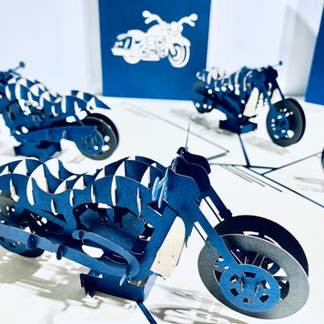 Royal Blue Motorbike - Perfect for Happy Father's Day Origami Pop Cards 3D Pop Up Greeting Card Celebrate Happy Birthday Thank You Handmade Best Wishes Gift Thinking of You Blank Card for Any Occasion Happy Mother's Day Australiana