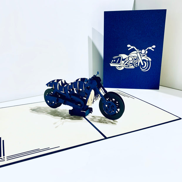 Royal Blue Motorbike - Perfect for Happy Father's Day Origami Pop Cards 3D Pop Up Greeting Card Celebrate Happy Birthday Thank You Handmade Best Wishes Gift Thinking of You Blank Card for Any Occasion Happy Mother's Day Australiana