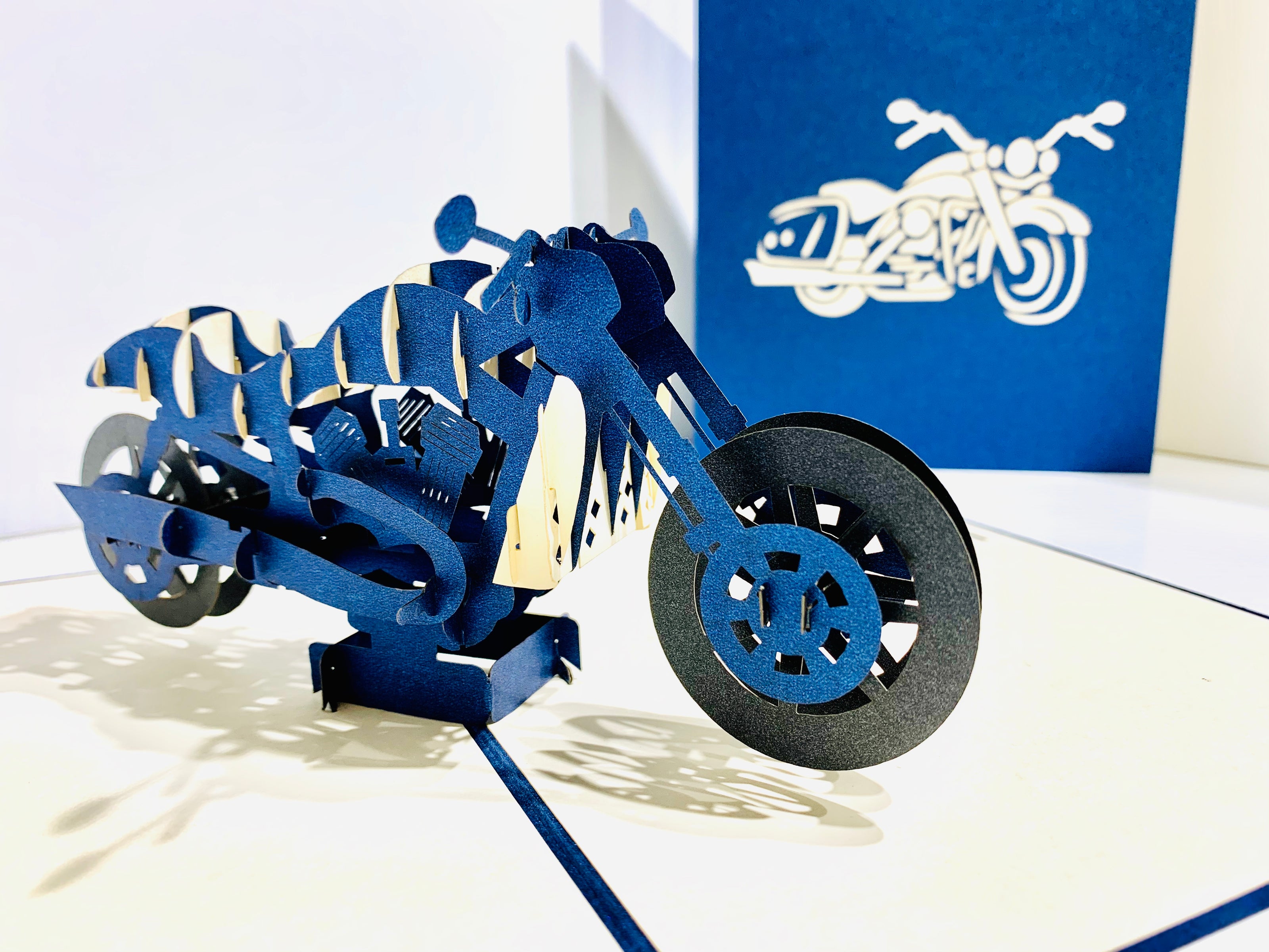 Royal Blue Motorbike - Perfect for Happy Father's Day Origami Pop Cards 3D Pop Up Greeting Card Celebrate Happy Birthday Thank You Handmade Best Wishes Gift Thinking of You Blank Card for Any Occasion Happy Mother's Day Australiana