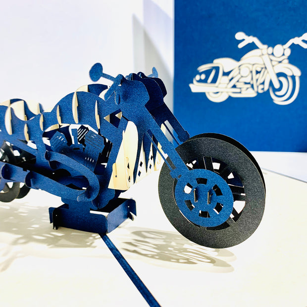Royal Blue Motorbike - Perfect for Happy Father's Day Origami Pop Cards 3D Pop Up Greeting Card Celebrate Happy Birthday Thank You Handmade Best Wishes Gift Thinking of You Blank Card for Any Occasion Happy Mother's Day Australiana