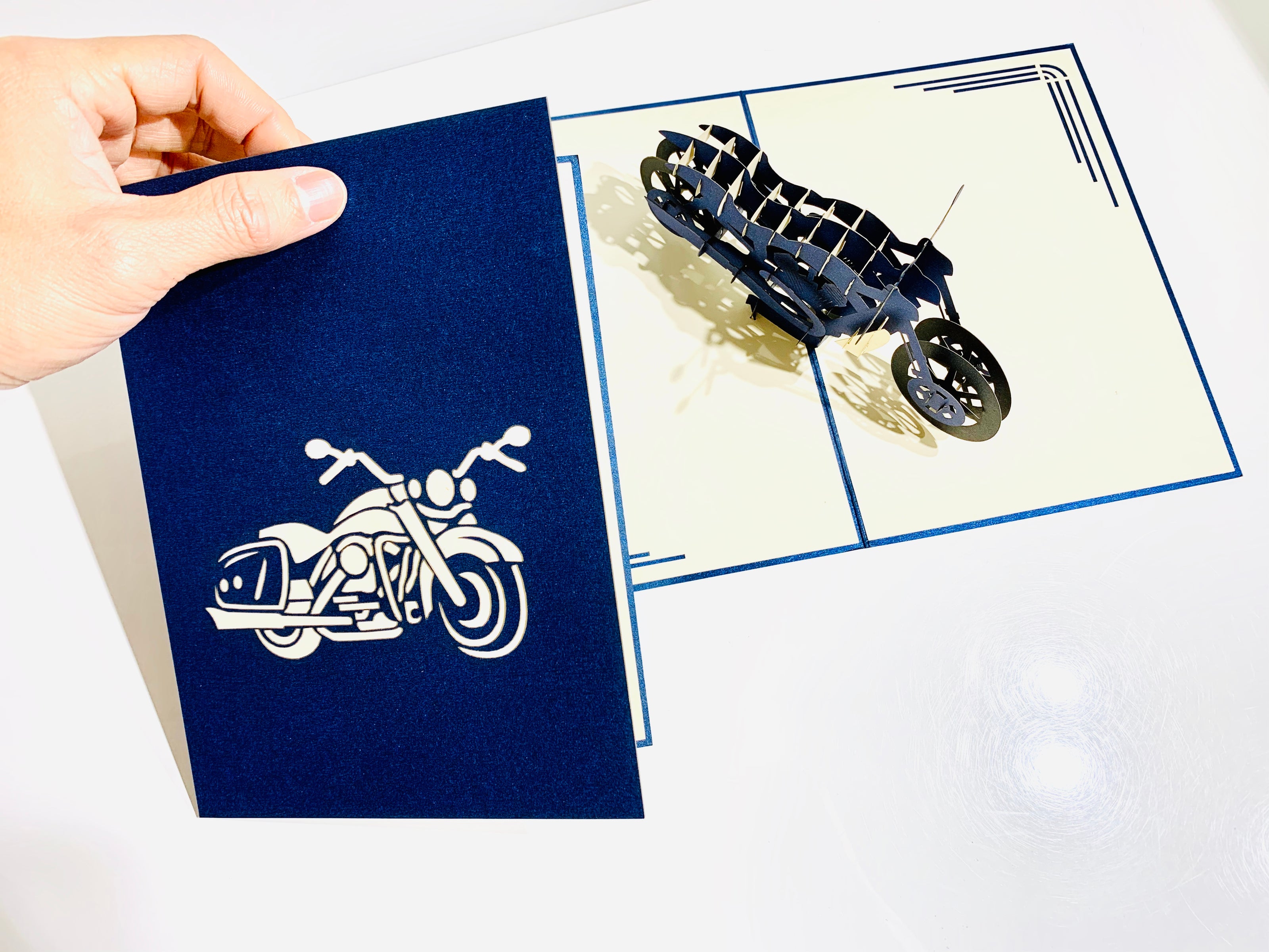 Royal Blue Motorbike - Perfect for Happy Father's Day Origami Pop Cards 3D Pop Up Greeting Card Celebrate Happy Birthday Thank You Handmade Best Wishes Gift Thinking of You Blank Card for Any Occasion Happy Mother's Day Australiana