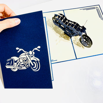 Royal Blue Motorbike - Perfect for Happy Father's Day Origami Pop Cards 3D Pop Up Greeting Card Celebrate Happy Birthday Thank You Handmade Best Wishes Gift Thinking of You Blank Card for Any Occasion Happy Mother's Day Australiana