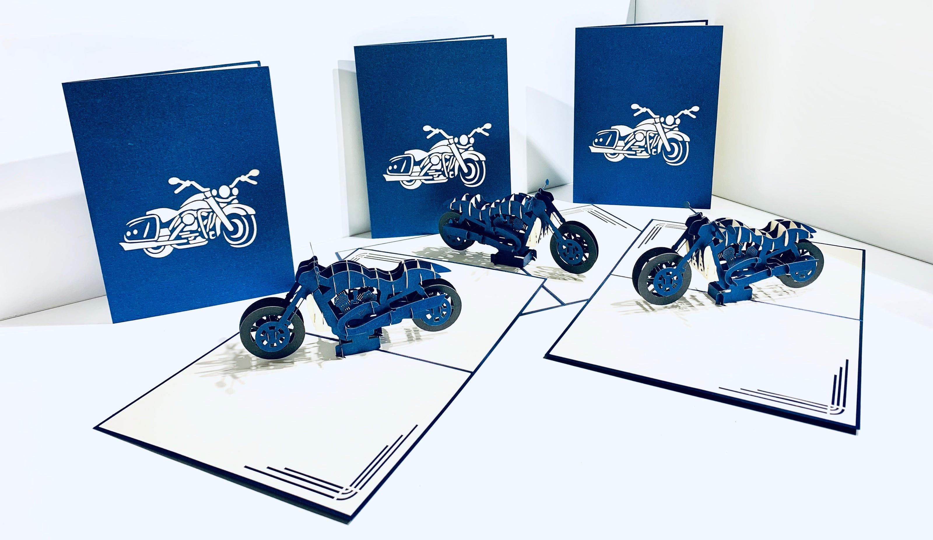 Royal Blue Motorbike - Perfect for Happy Father's Day Origami Pop Cards 3D Pop Up Greeting Card Celebrate Happy Birthday Thank You Handmade Best Wishes Gift Thinking of You Blank Card for Any Occasion Happy Mother's Day Australiana