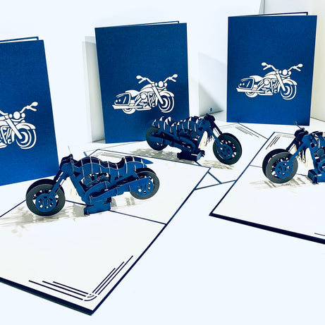 Royal Blue Motorbike - Perfect for Happy Father's Day Origami Pop Cards 3D Pop Up Greeting Card Celebrate Happy Birthday Thank You Handmade Best Wishes Gift Thinking of You Blank Card for Any Occasion Happy Mother's Day Australiana