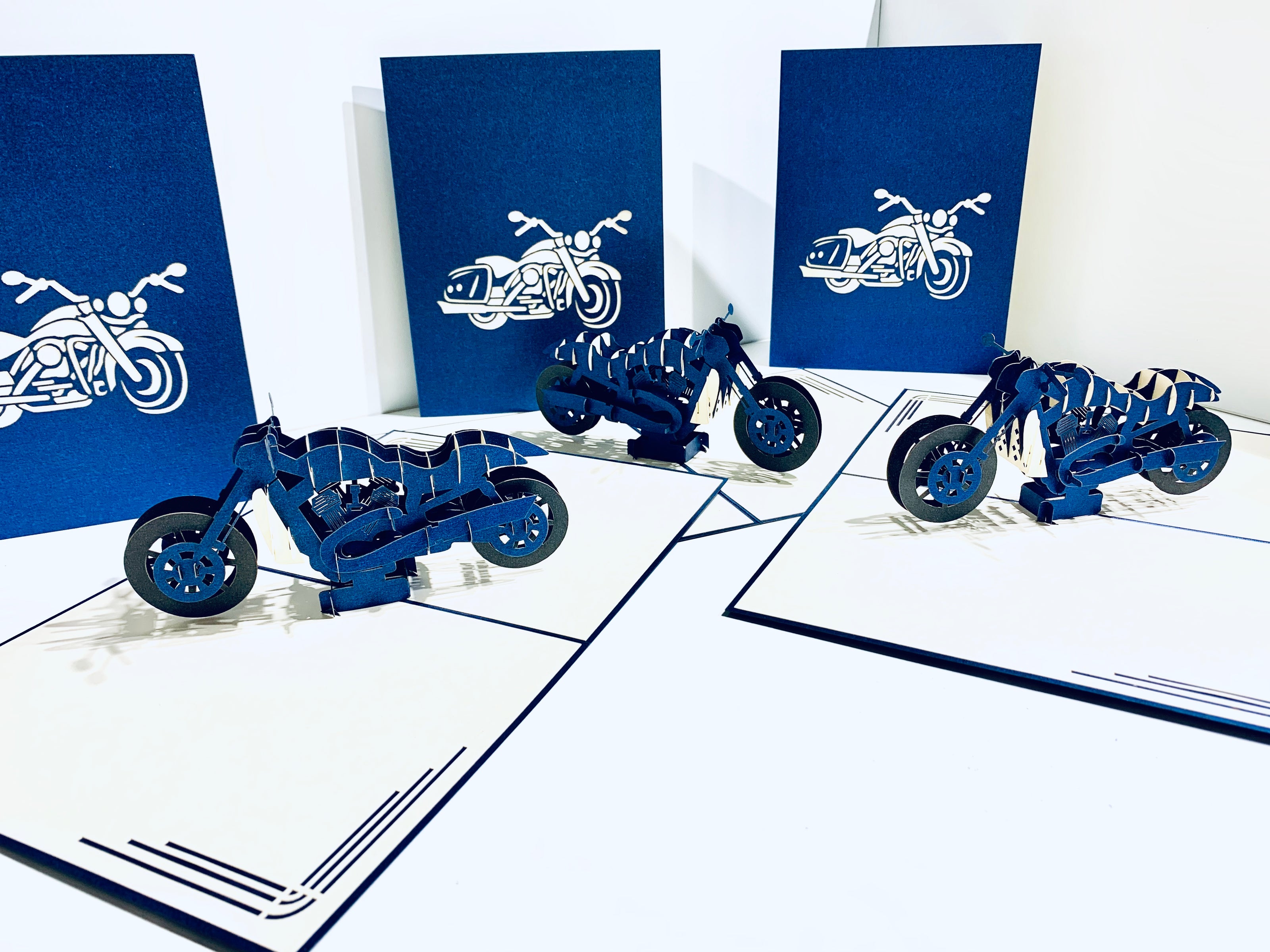 Royal Blue Motorbike - Perfect for Happy Father's Day Origami Pop Cards 3D Pop Up Greeting Card Celebrate Happy Birthday Thank You Handmade Best Wishes Gift Thinking of You Blank Card for Any Occasion Happy Mother's Day Australiana