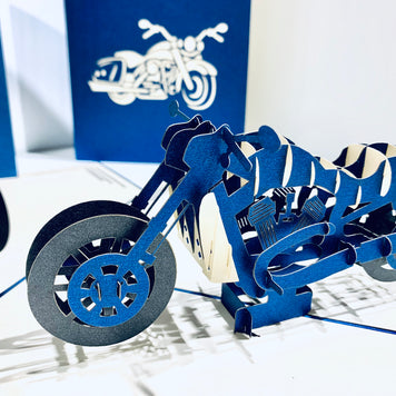 Royal Blue Motorbike - Perfect for Happy Father's Day Origami Pop Cards 3D Pop Up Greeting Card Celebrate Happy Birthday Thank You Handmade Best Wishes Gift Thinking of You Blank Card for Any Occasion Happy Mother's Day Australiana