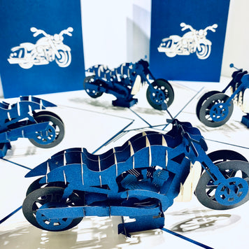 Royal Blue Motorbike - Perfect for Happy Father's Day Origami Pop Cards 3D Pop Up Greeting Card Celebrate Happy Birthday Thank You Handmade Best Wishes Gift Thinking of You Blank Card for Any Occasion Happy Mother's Day Australiana