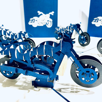 Royal Blue Motorbike - Perfect for Happy Father's Day Origami Pop Cards 3D Pop Up Greeting Card Celebrate Happy Birthday Thank You Handmade Best Wishes Gift Thinking of You Blank Card for Any Occasion Happy Mother's Day Australiana